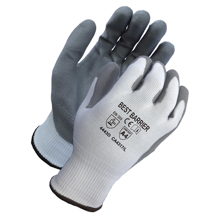 BEST BARRIER A4 Cut Resistant, White, Gray Polyurethane Coated Gloves, M CA4317M1